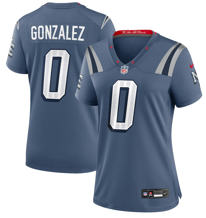 Women New England Patriots #0 Gonzalez Nike 2025 Rivalries blue Limited Jersey->new orleans saints->NFL Jersey